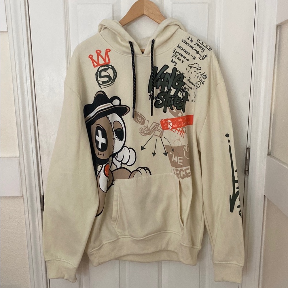 Men’s cream Long sleeve south pole graphic hoodie sz XL